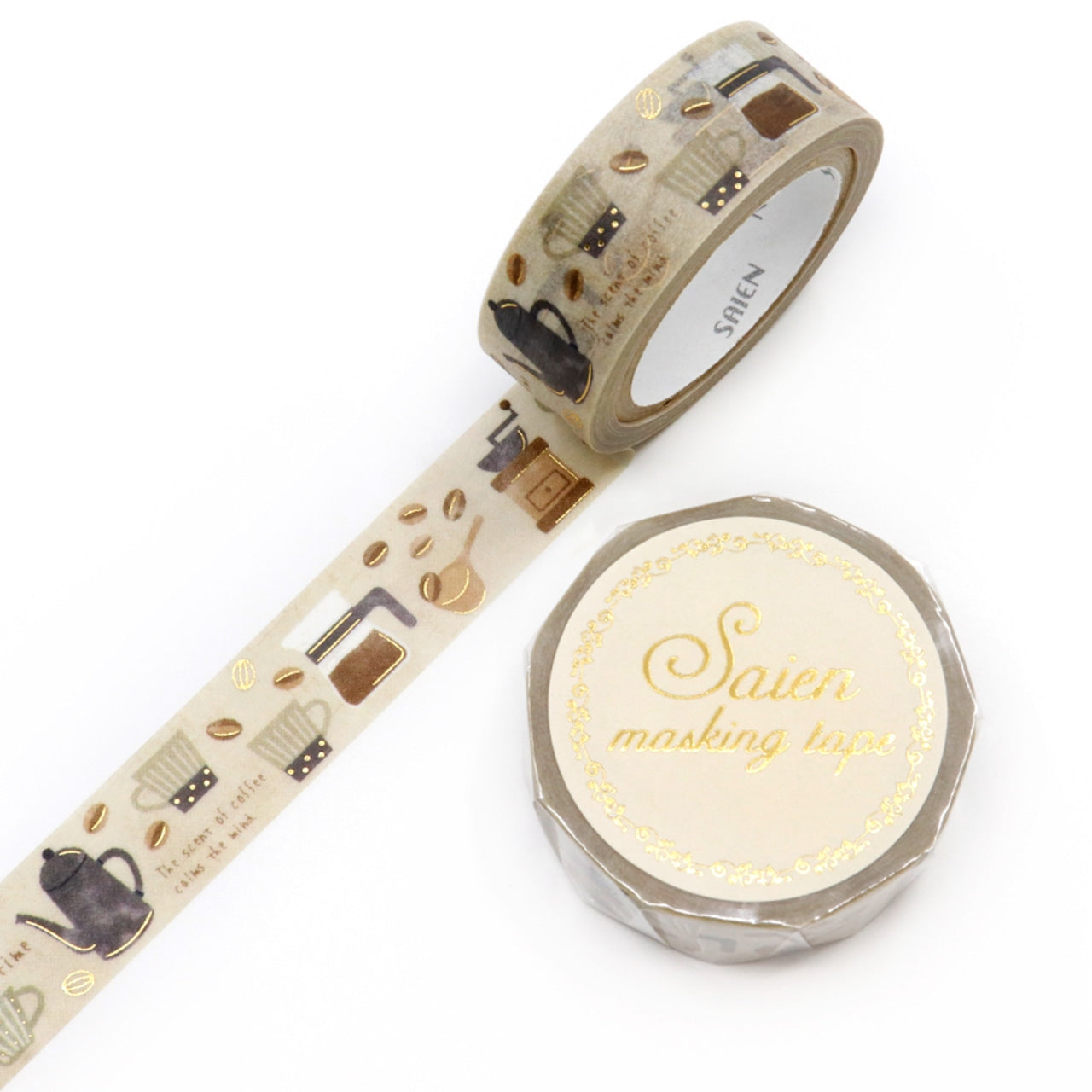 Saien Coffee Time Gold Foil Washi Tape