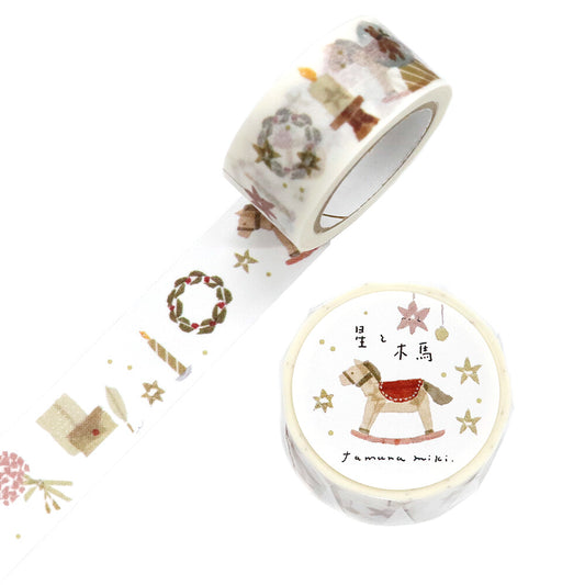 Miki Tamura x Saien Washi Art Washi Tape - Star and Rocking Horse