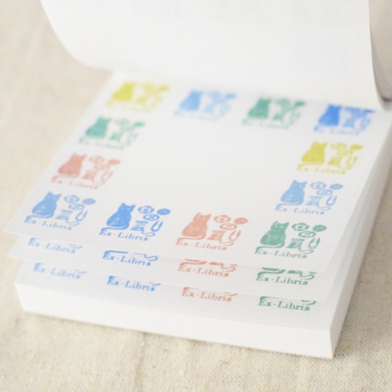 Seitousha Block Memo Pad - 24SS Collection - Cat Library Stamp
