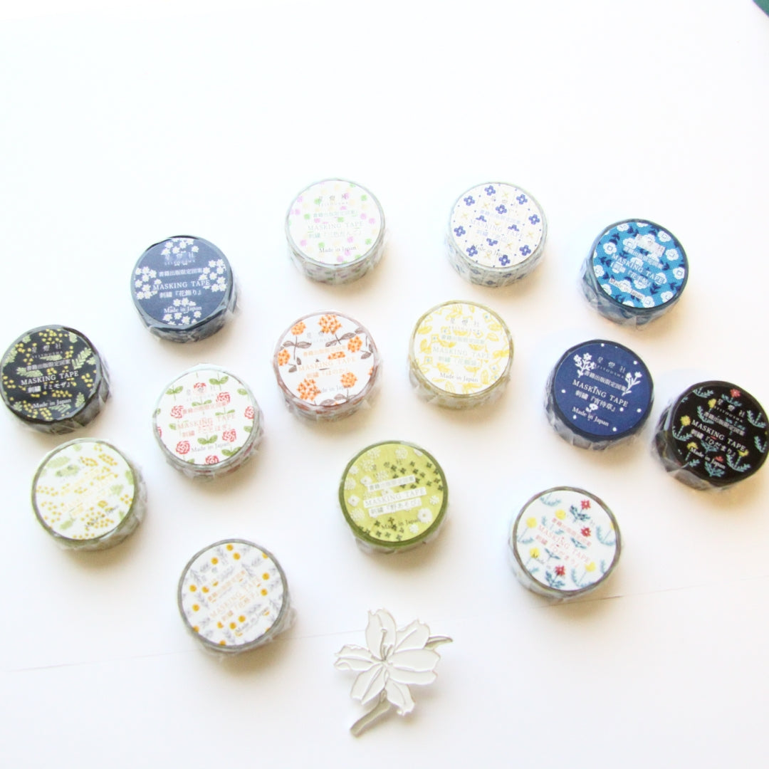 Seitousha Embroidery Pattern Washi Tape, Limited Edition - Mimosa Black (MT5-041)
