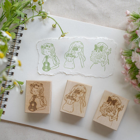 Sho Little Happiness Spring Wooden Stamp - 3 designs