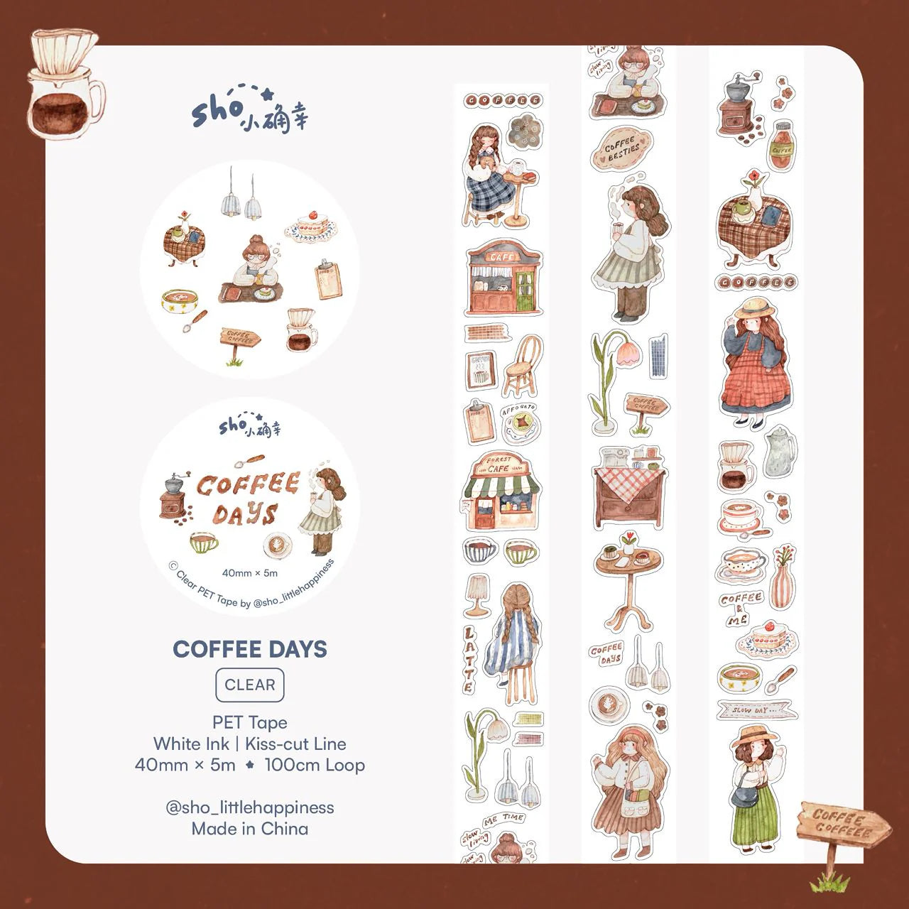 Sho Little Happiness Coffee Days Kiss-cut PET Tape
