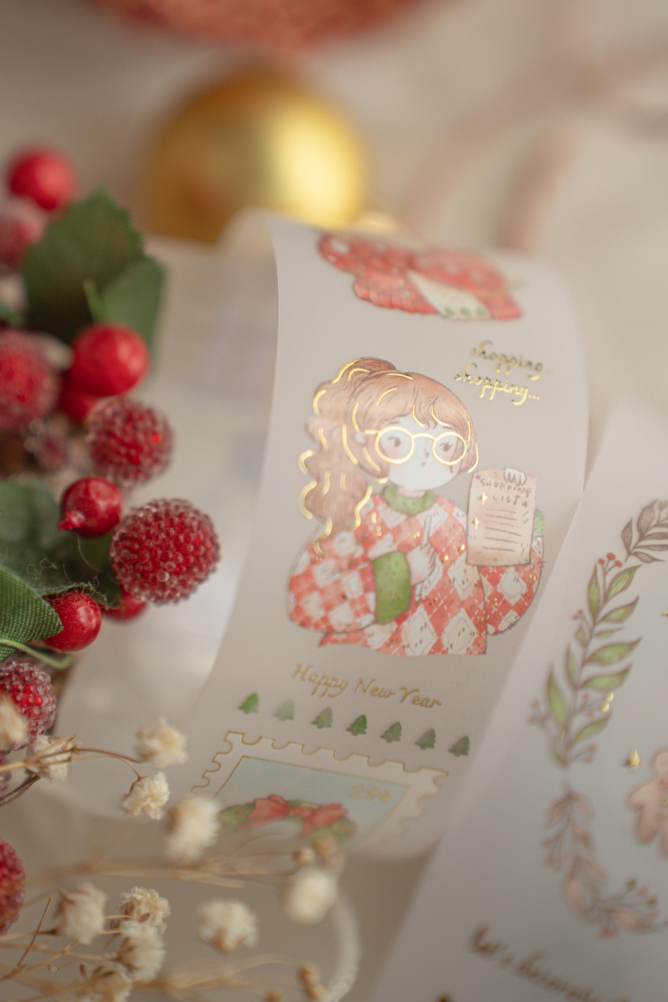 One Loop Sample - Sho Little Happiness Merry Merry Gold Foil Matte PET Tape