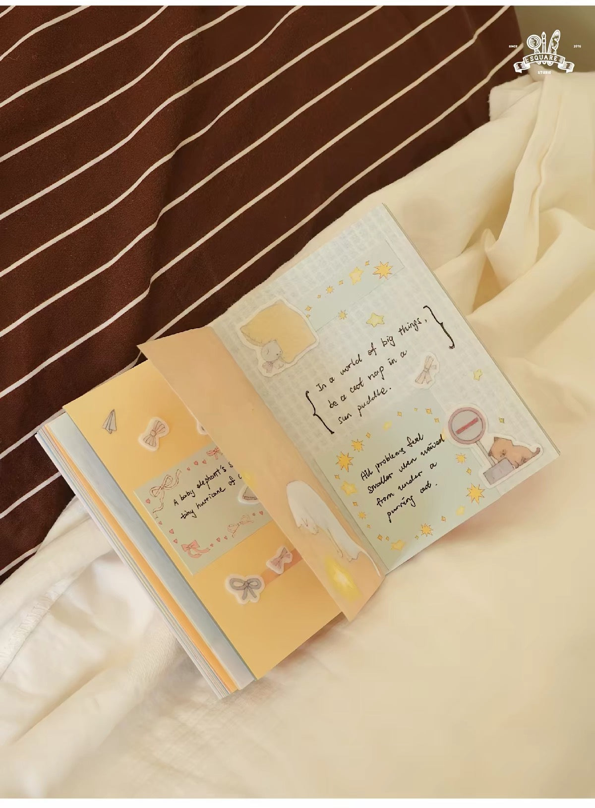 Square Studio x Pige Artist Collab Passport-Sized Notebook of Mix Paper and Illustration, 2 Designs