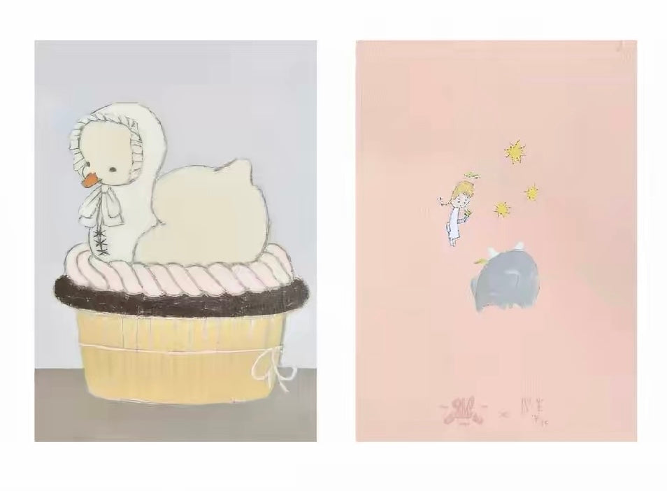 Square Studio x Pige Artist Collab Passport-Sized Notebook of Mix Paper and Illustration, 2 Designs
