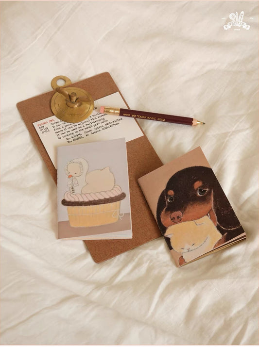 Square Studio x Pige Artist Collab Passport-Sized Notebook of Mix Paper and Illustration, 2 Designs