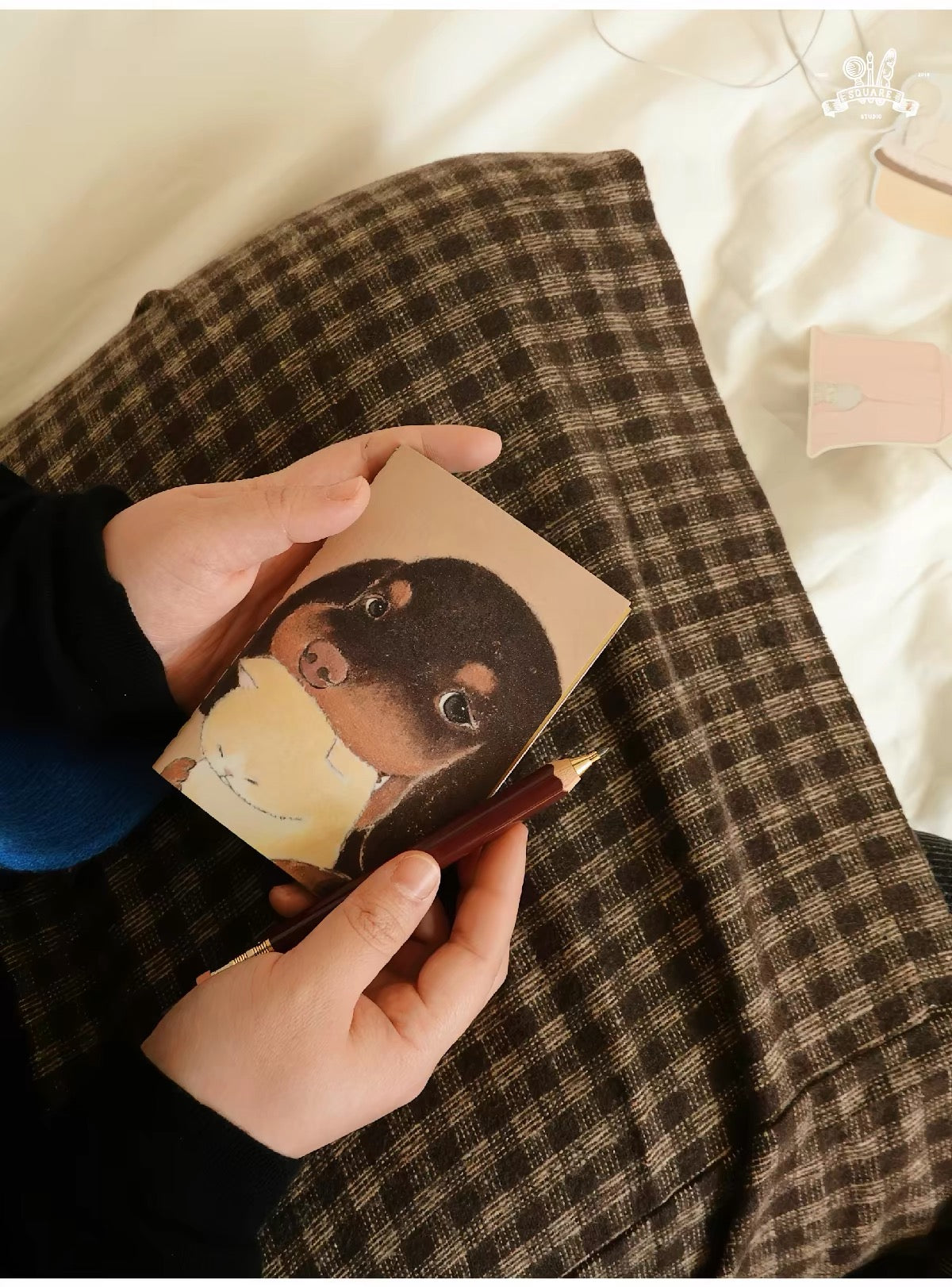 Square Studio x Pige Artist Collab Passport-Sized Notebook of Mix Paper and Illustration, 2 Designs