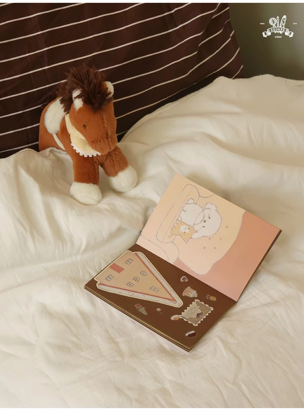 Square Studio x Pige Artist Collab Passport-Sized Notebook of Mix Paper and Illustration, 2 Designs