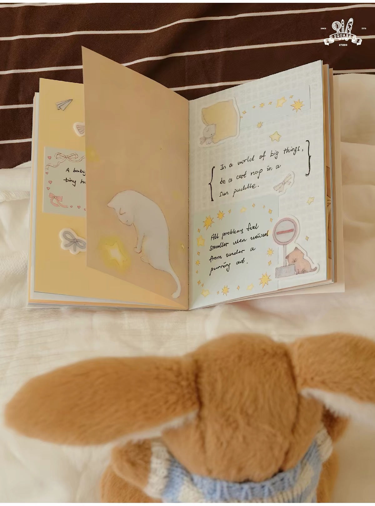 Square Studio x Pige Artist Collab Passport-Sized Notebook of Mix Paper and Illustration, 2 Designs