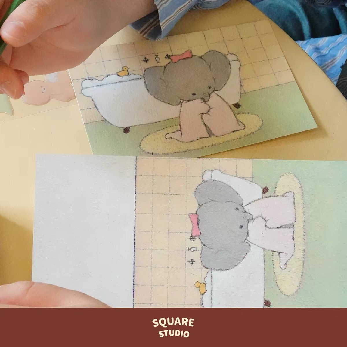 Square Studio x Pige Artist Collab Slim Notebook of Mix Paper and Illustration, 4 Designs