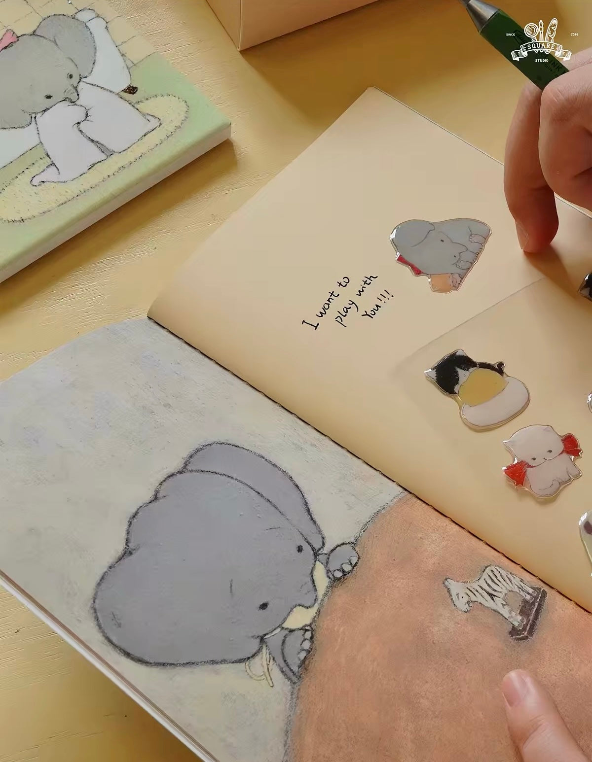 Square Studio x Pige Artist Collab Slim Notebook of Mix Paper and Illustration, 4 Designs