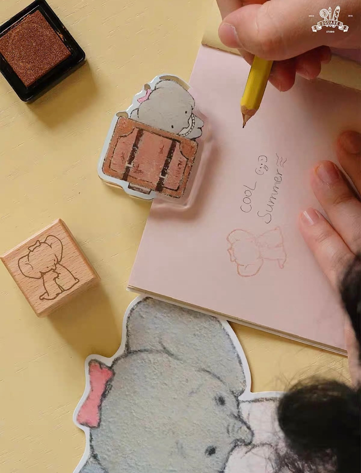 Square Studio x Pige Artist Collab Slim Notebook of Mix Paper and Illustration, 4 Designs
