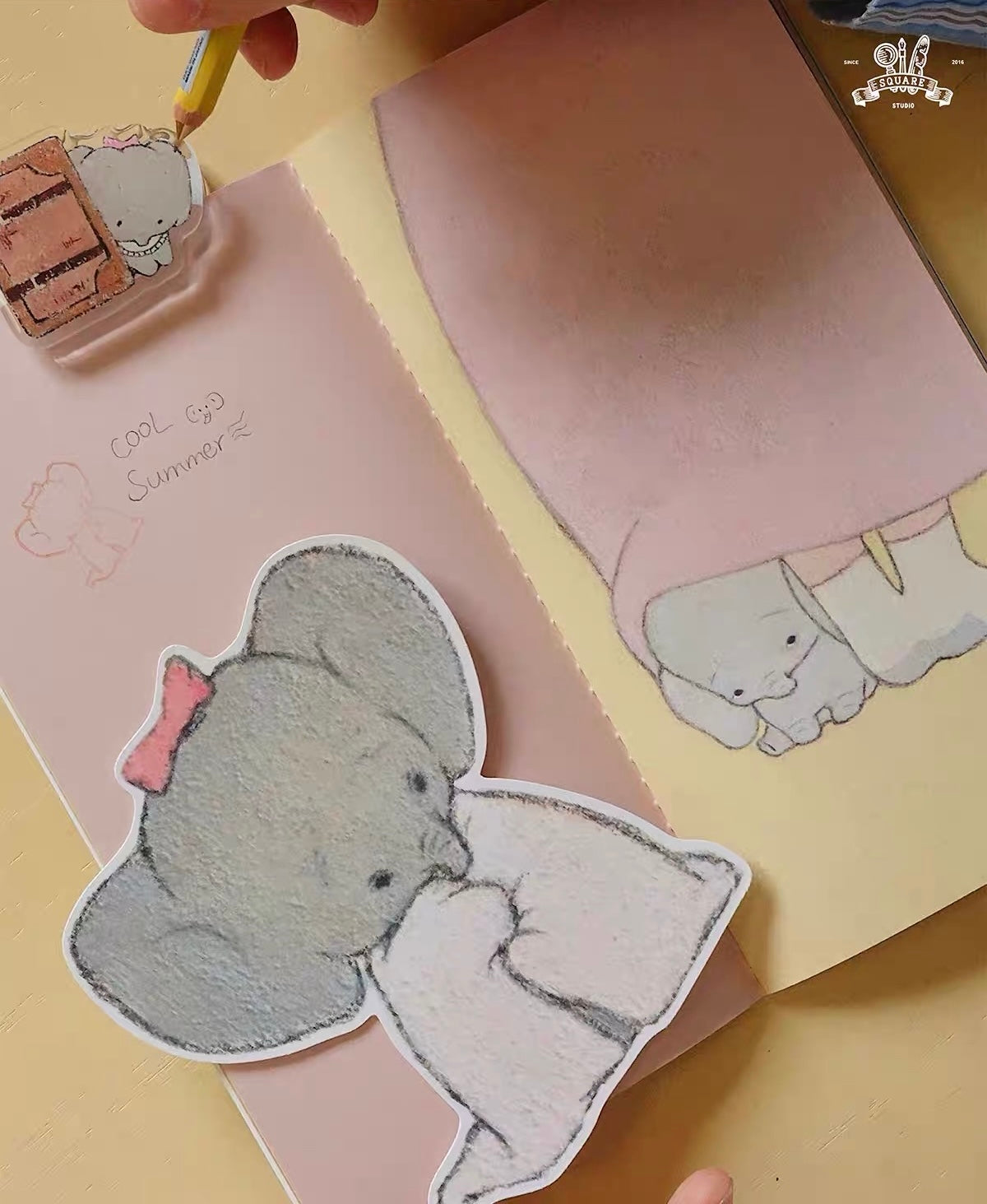 Square Studio x Pige Artist Collab Slim Notebook of Mix Paper and Illustration, 4 Designs