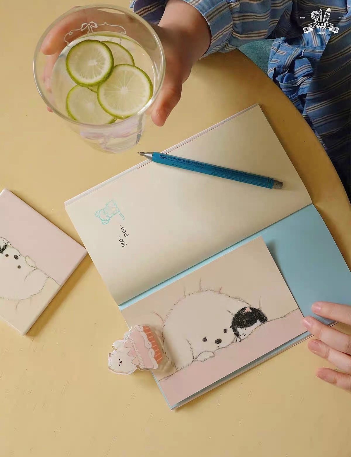 Square Studio x Pige Artist Collab Slim Notebook of Mix Paper and Illustration, 4 Designs
