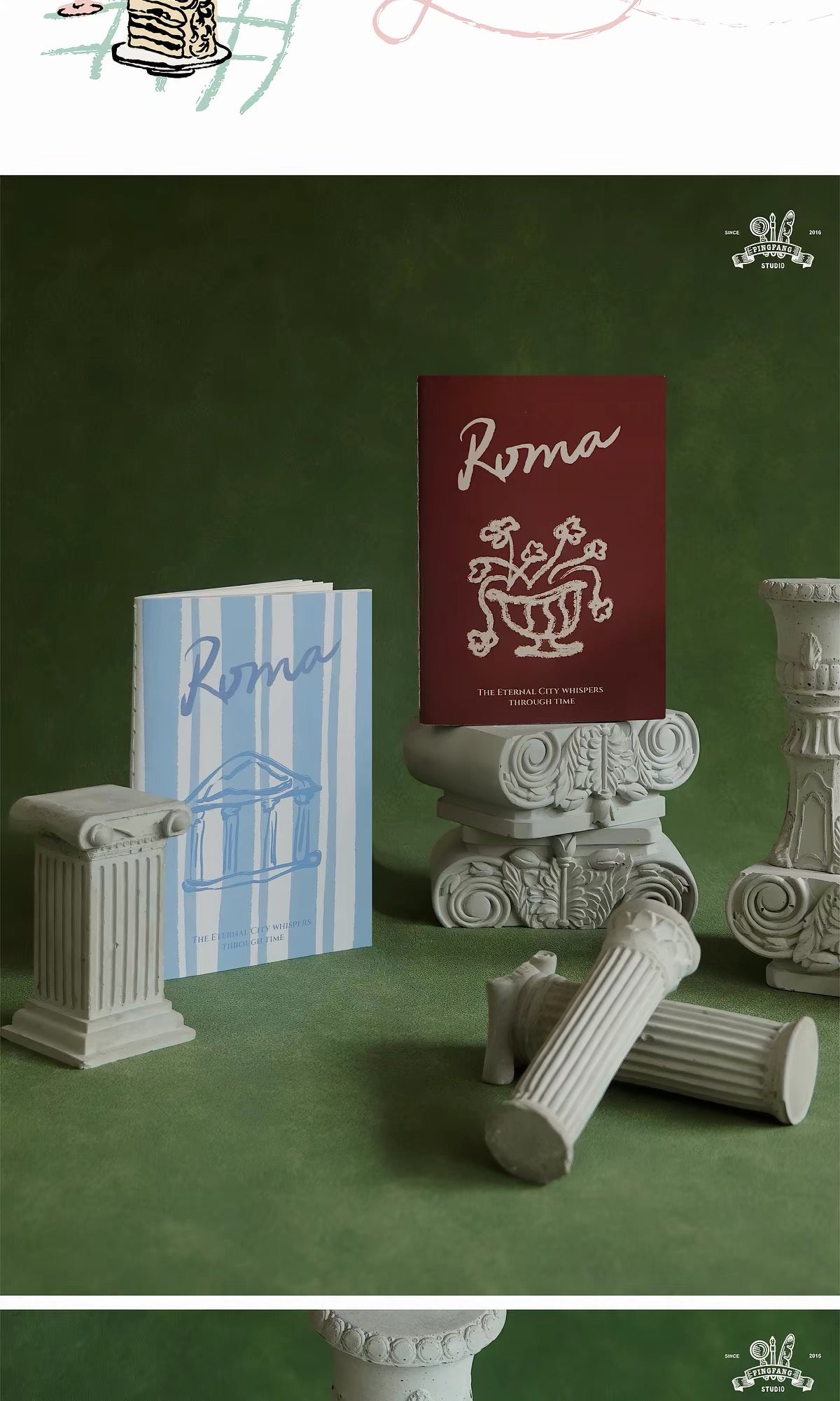 Square Studio Passport-Sized Notebook - Roma Series, 2 designs