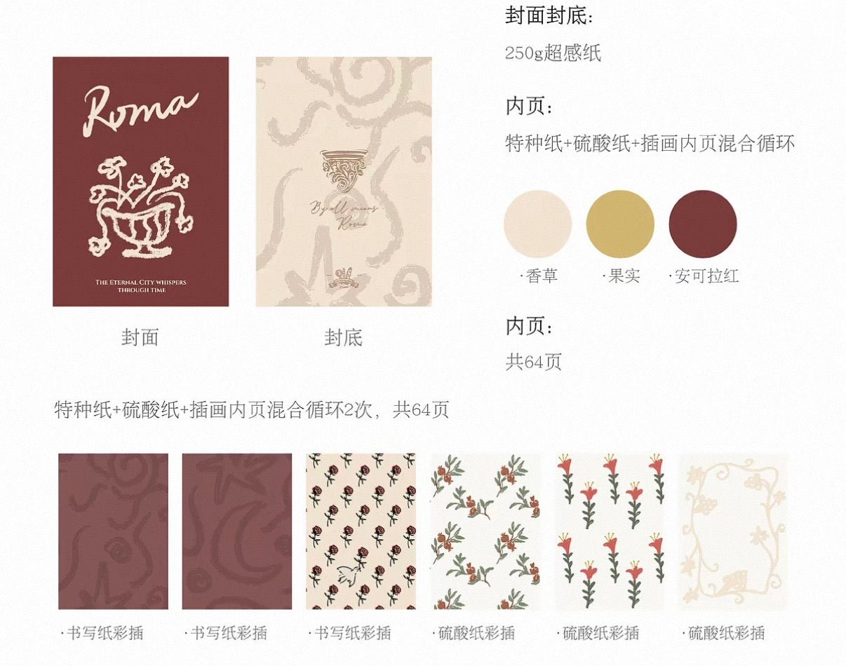 Square Studio Passport-Sized Notebook - Roma Series, 2 designs