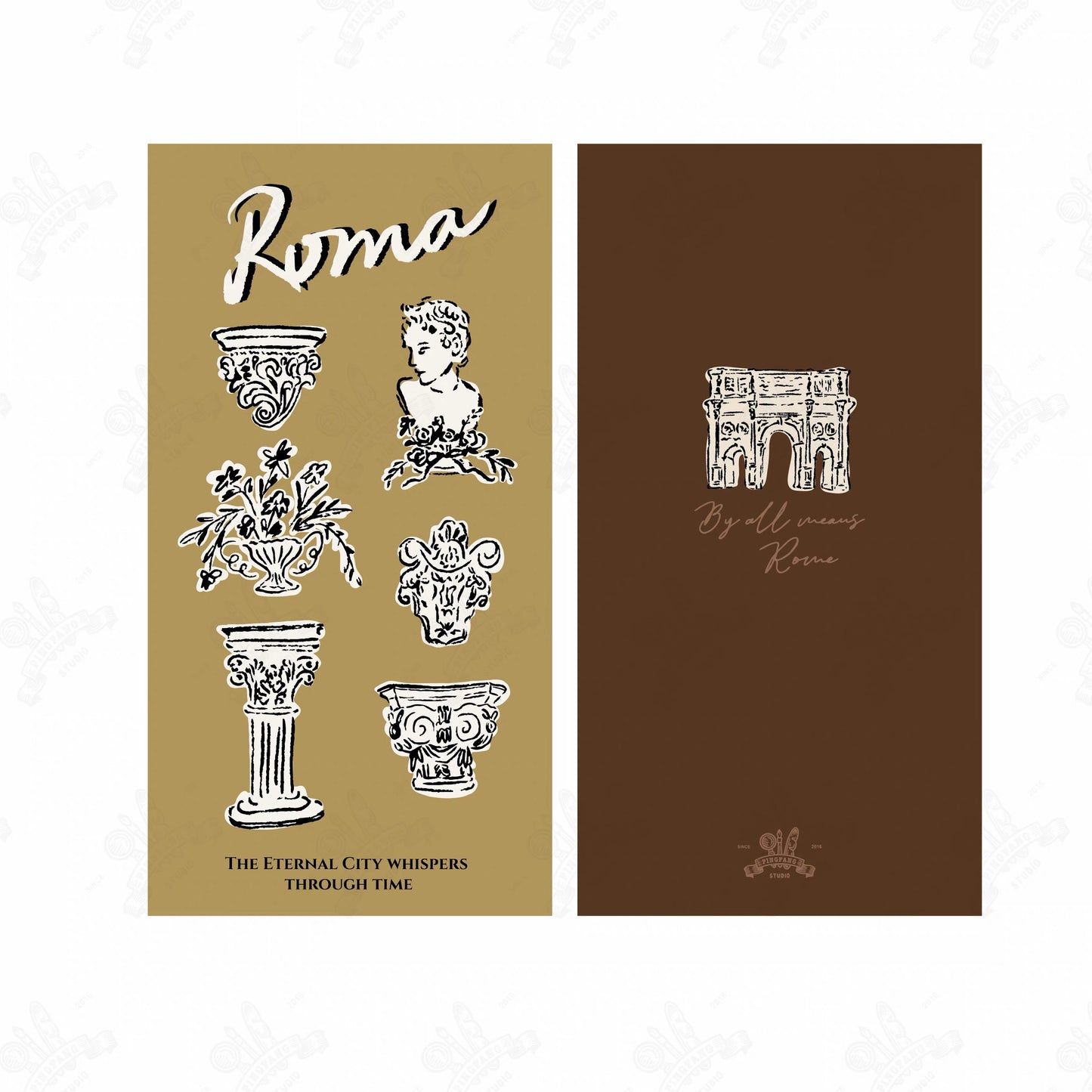 Square Studio Slim Notebook of Mix Paper - Roma Series, 2 Design