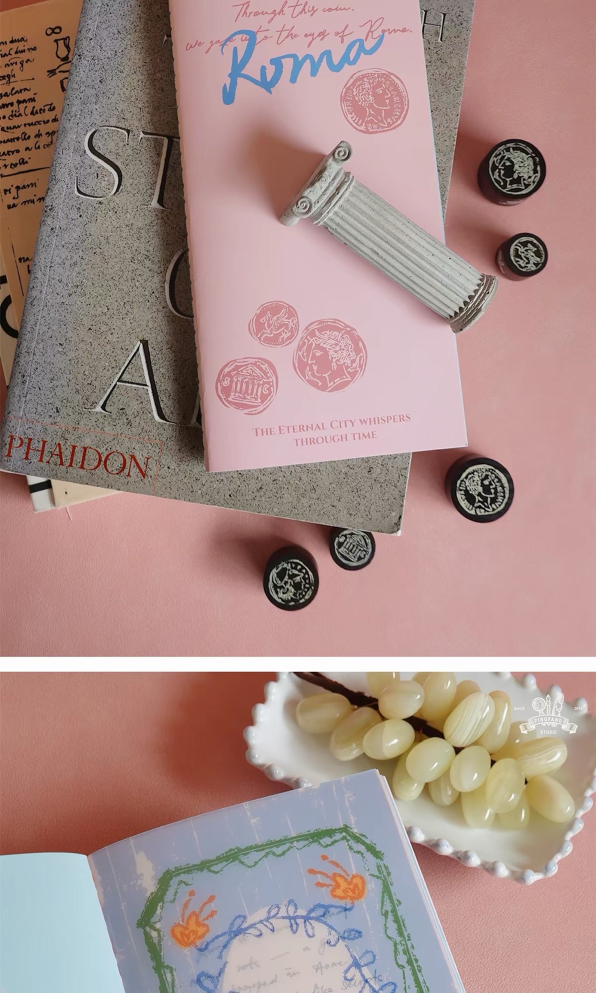 Square Studio Slim Notebook of Mix Paper - Roma Series, 2 Design