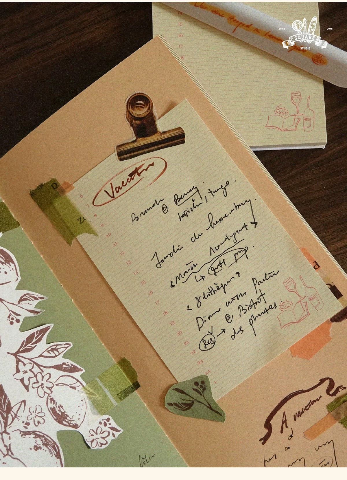 Square Studio Slim Notebook of Mix Paper - The Long Vacation, 4 Designs