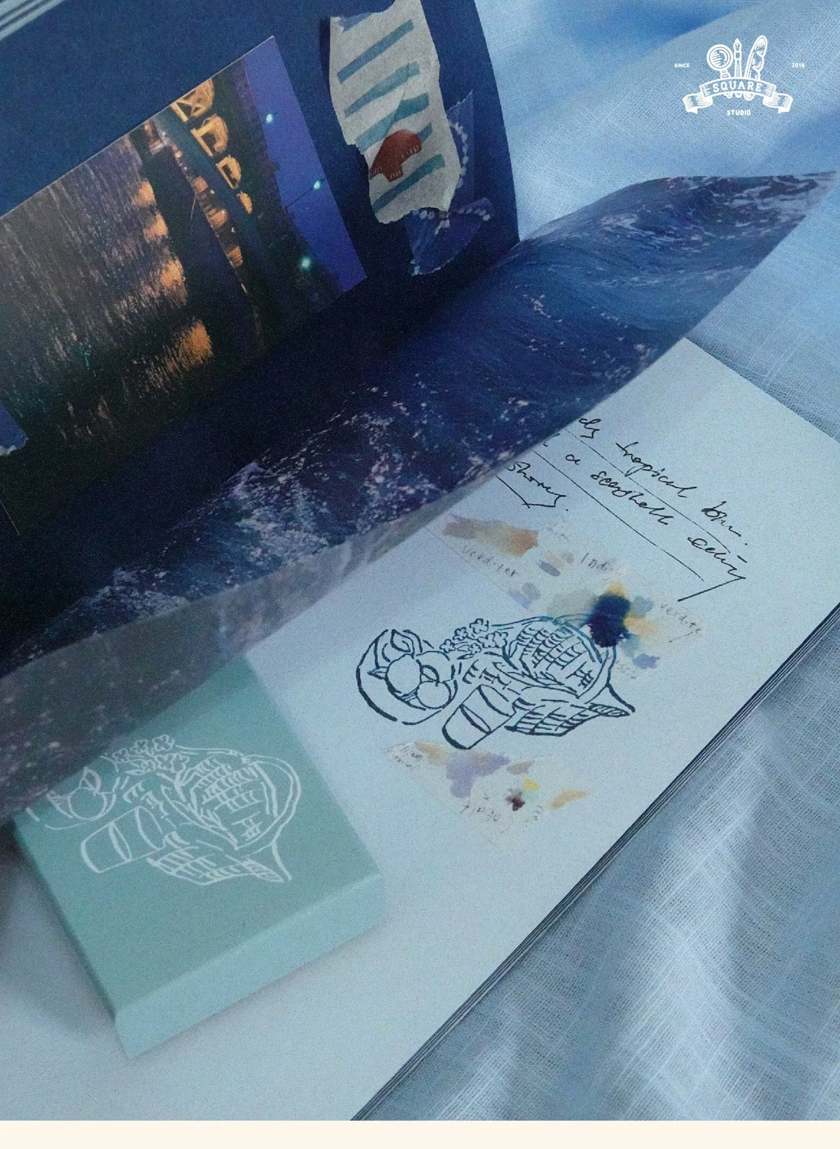 Square Studio Slim Notebook of Mix Paper - The Long Vacation, 4 Designs