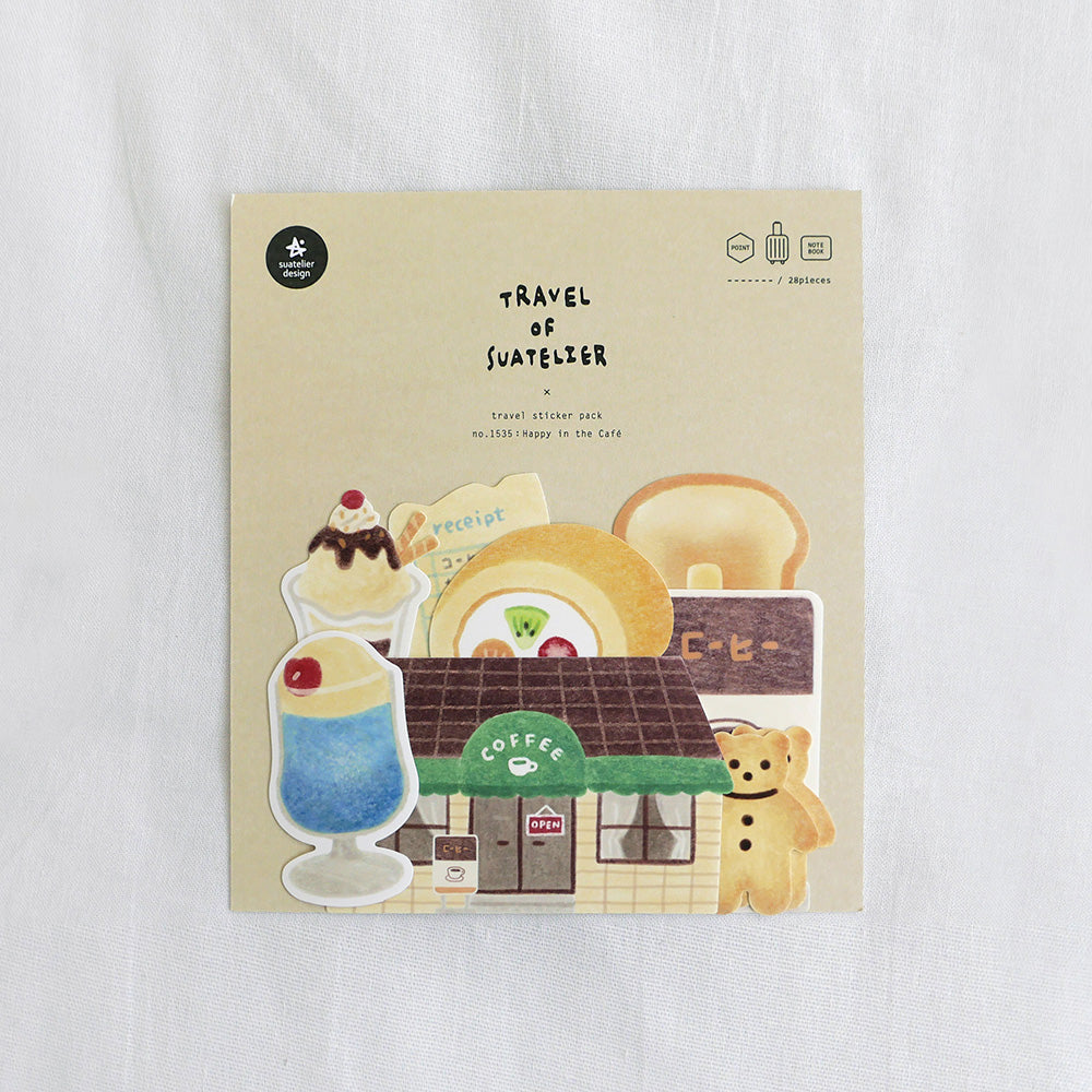 Suatelier Travel Sticker Packet - No.1535 Happy in the Cafe