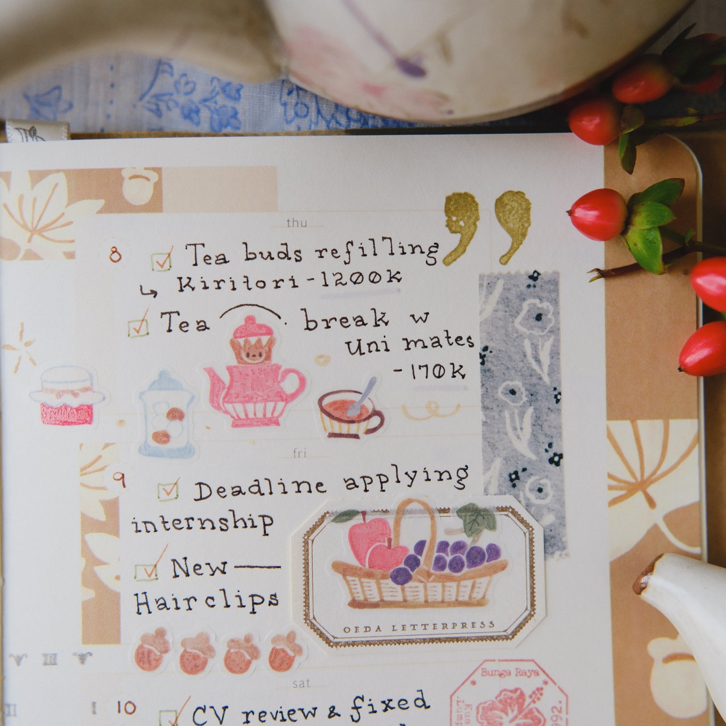 Teayou Kiss-cut Washi Tape Mini Booklet - Seasonal Tea Party Vol.2