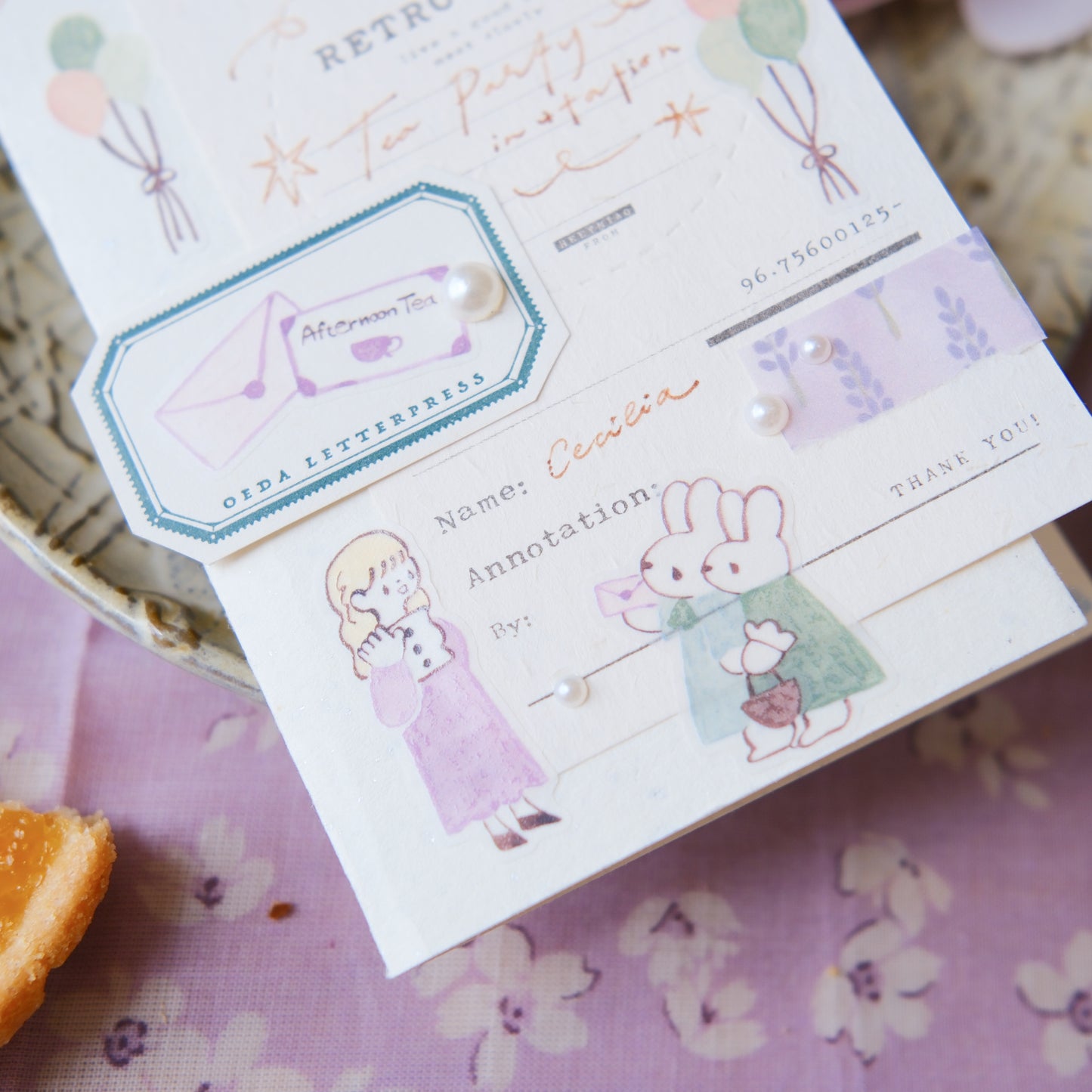 Teayou Kiss-cut Washi Tape Mini Booklet - Seasonal Tea Party Vol.1