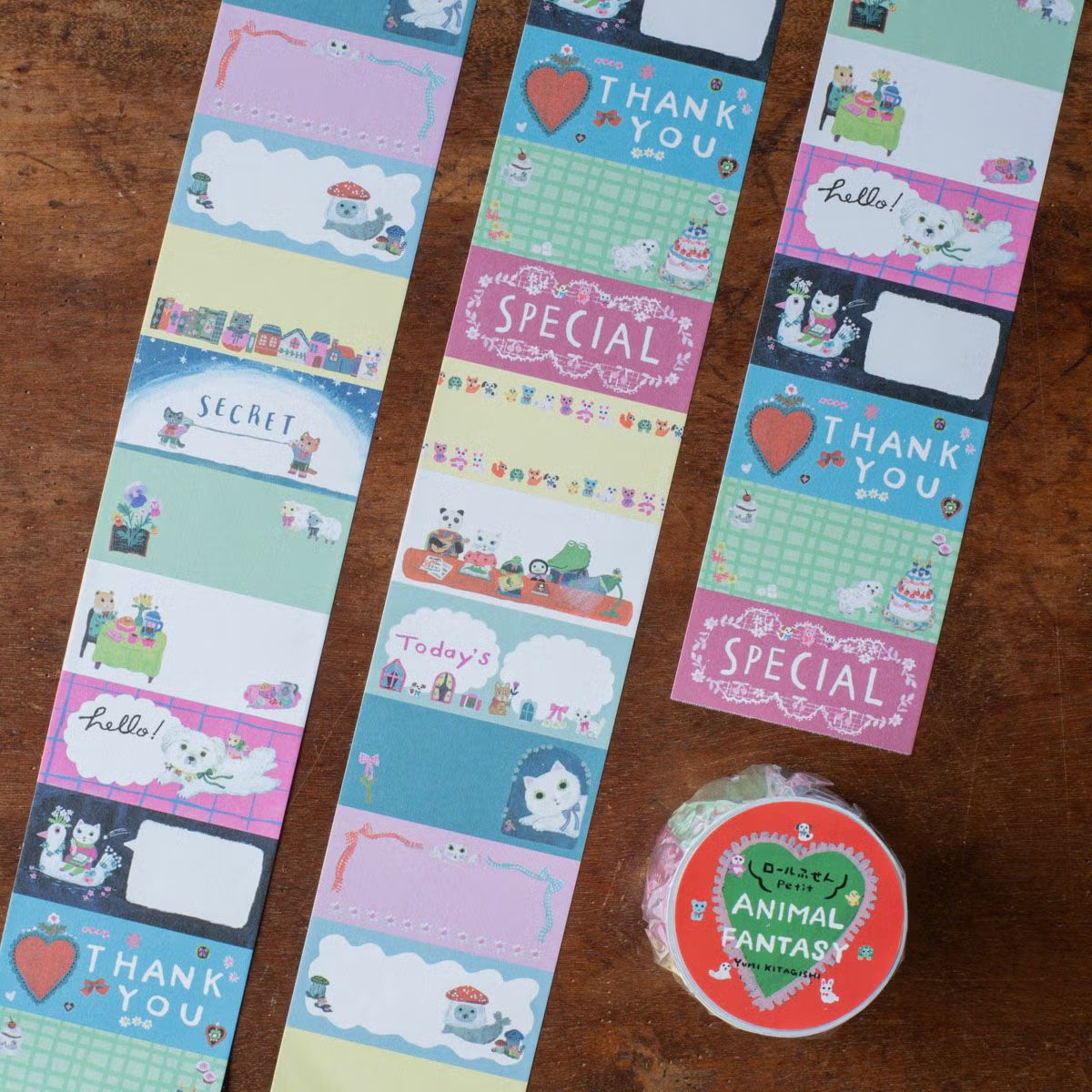 Tegamisha x Yumi Kitagishi Sticky Memo Roll petit - Animal Fantasy