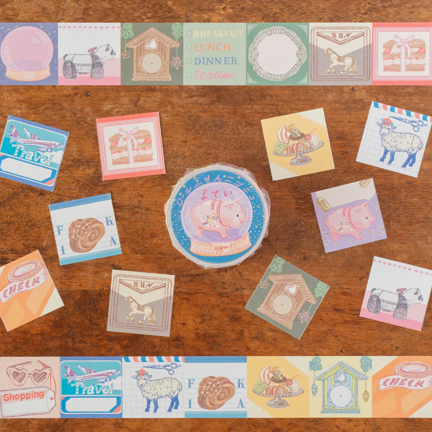 Tegamisha x ayai Small Square Sticky Memo Roll - Schedule