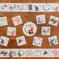 Tegamisha x necktie Small Square Sticky Memo Roll - Play with Cat