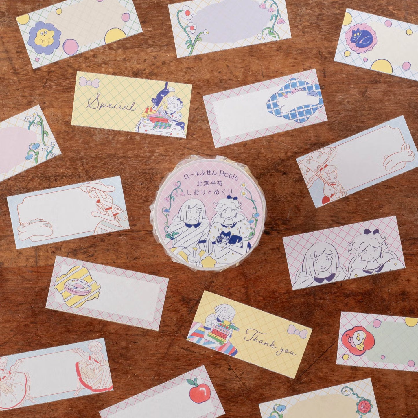 Tegamisha x Heisuke Kitazawa Sticky Memo Roll petit - Shiori and Mekuri