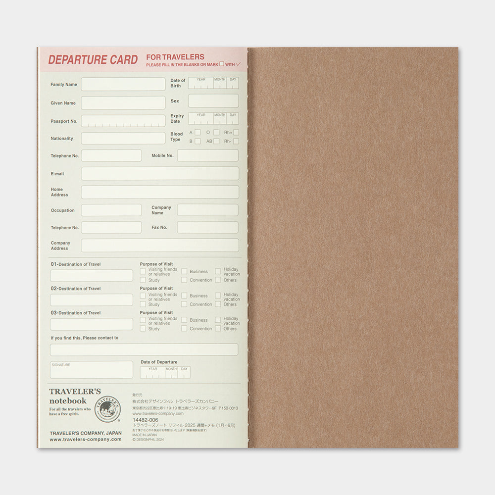 TRAVELER'S Notebook 2025 - Regular Size, Weekly + Memo