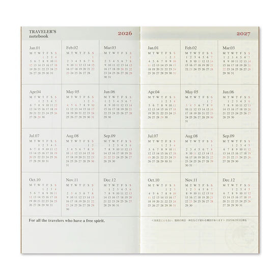 TRAVELER'S Notebook 2026 - Regular Size, Weekly + Memo
