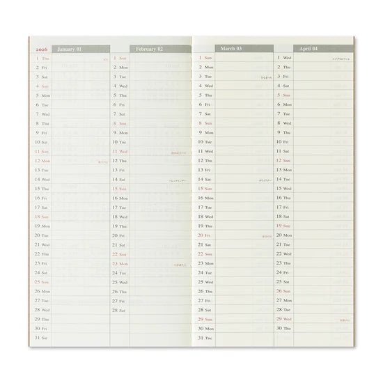 TRAVELER'S Notebook 2026 - Regular Size, Weekly + Memo