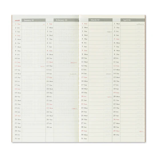 TRAVELER'S Notebook 2026 - Regular Size, Weekly Vertical
