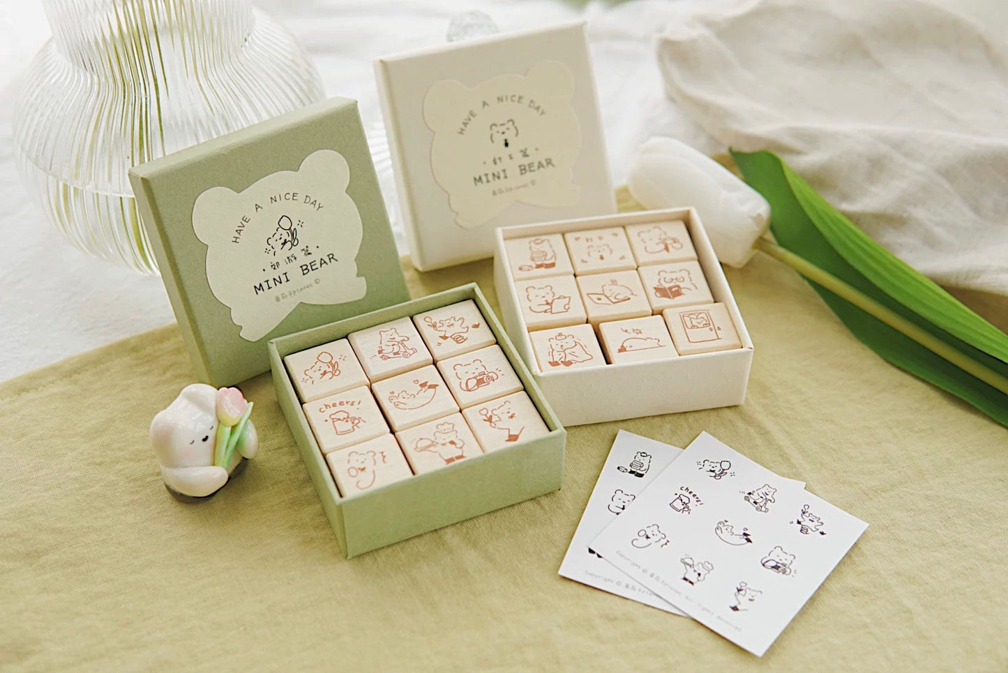 Tomatonasu Mini Bear Rubber Stamp Collection - Outing Bear