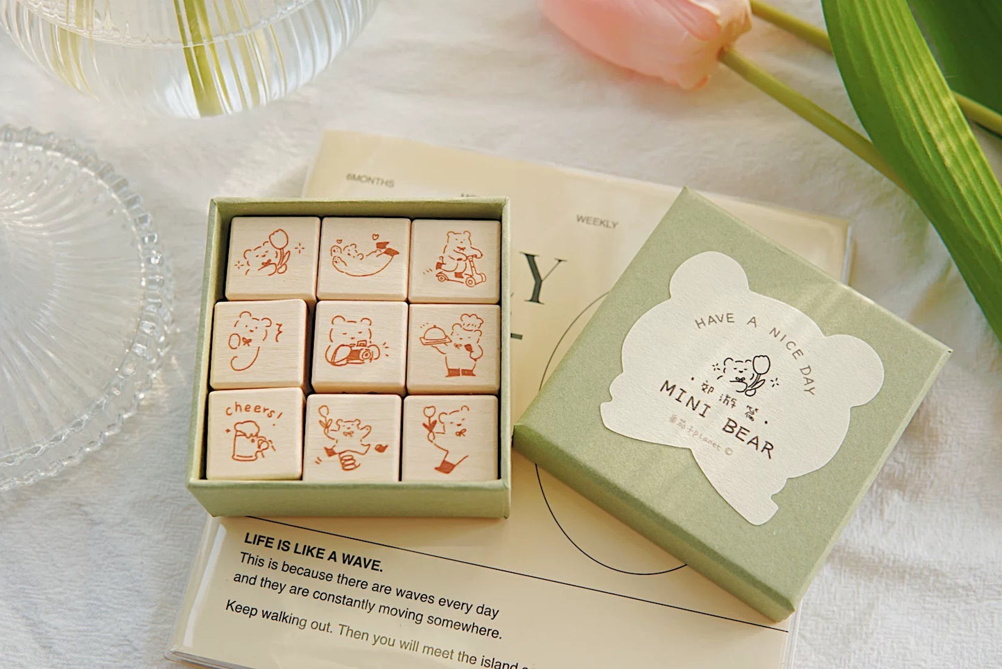 Tomatonasu Mini Bear Rubber Stamp Collection - Outing Bear