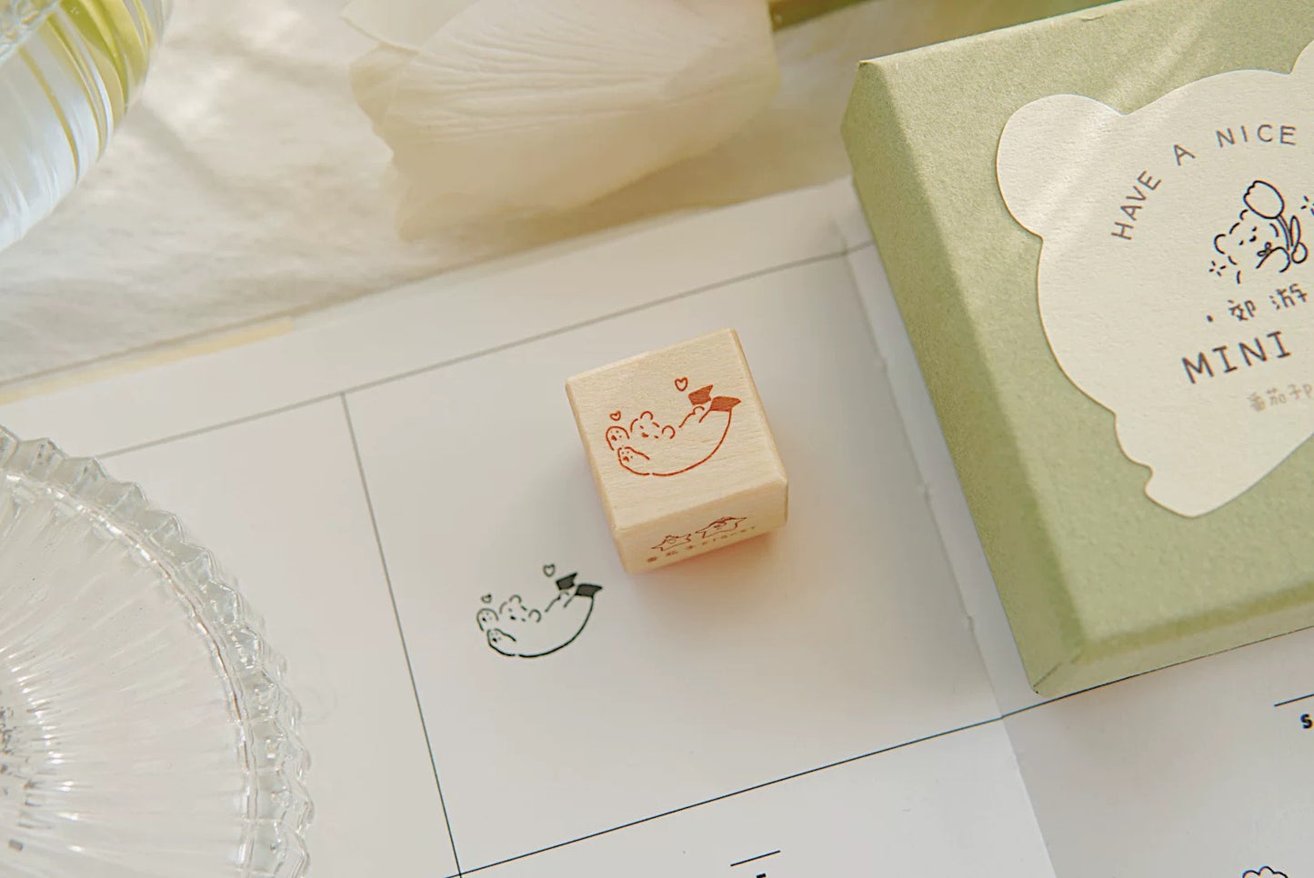 Tomatonasu Mini Bear Rubber Stamp Collection - Outing Bear