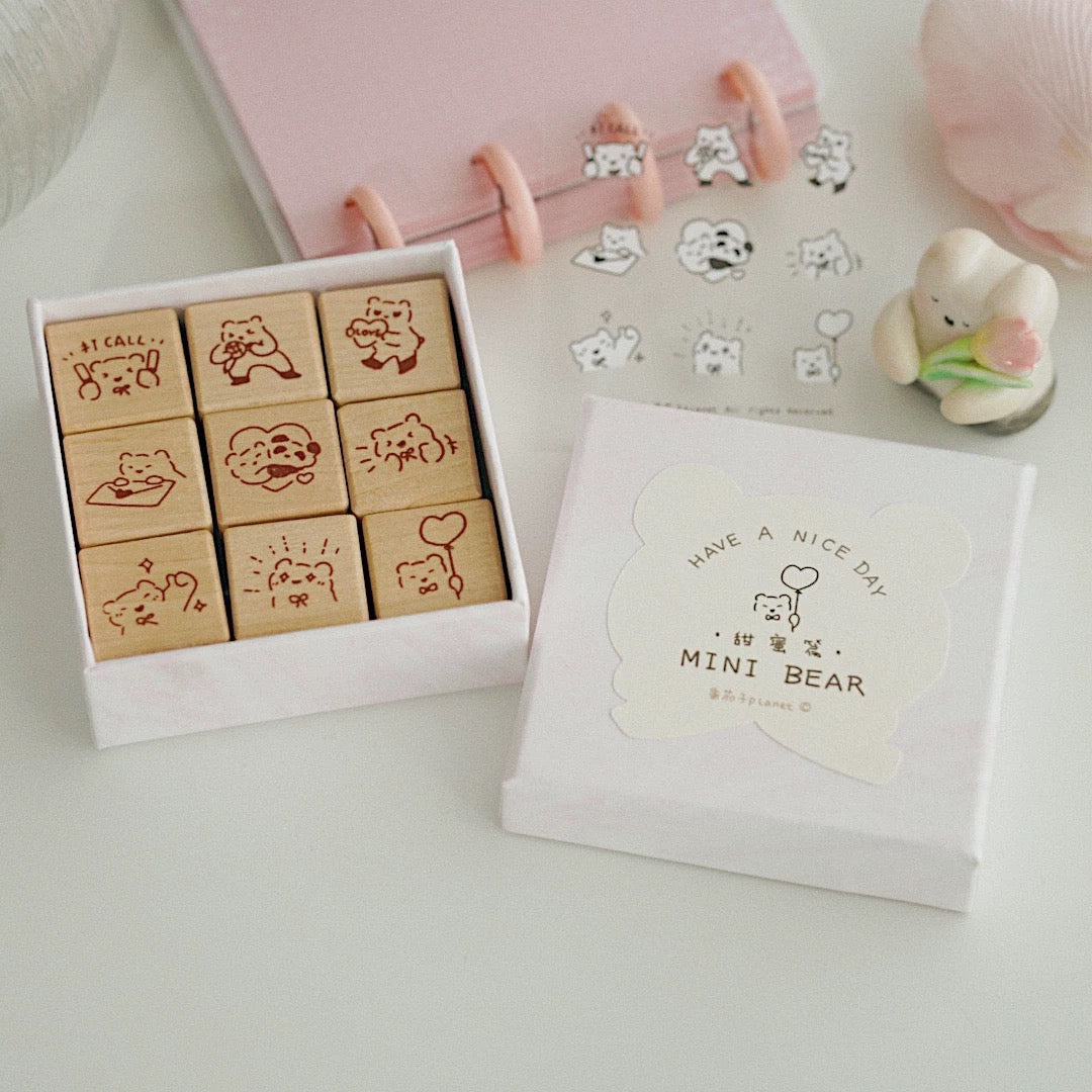 Tomatonasu Mini Bear Rubber Stamp Collection - Sweet Bear