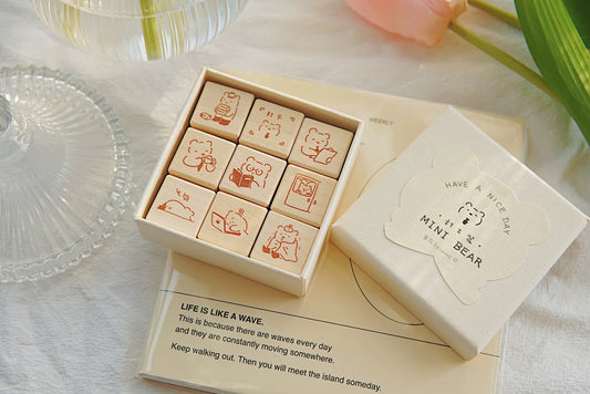 Tomatonasu Mini Bear Rubber Stamp Collection - Working Bear