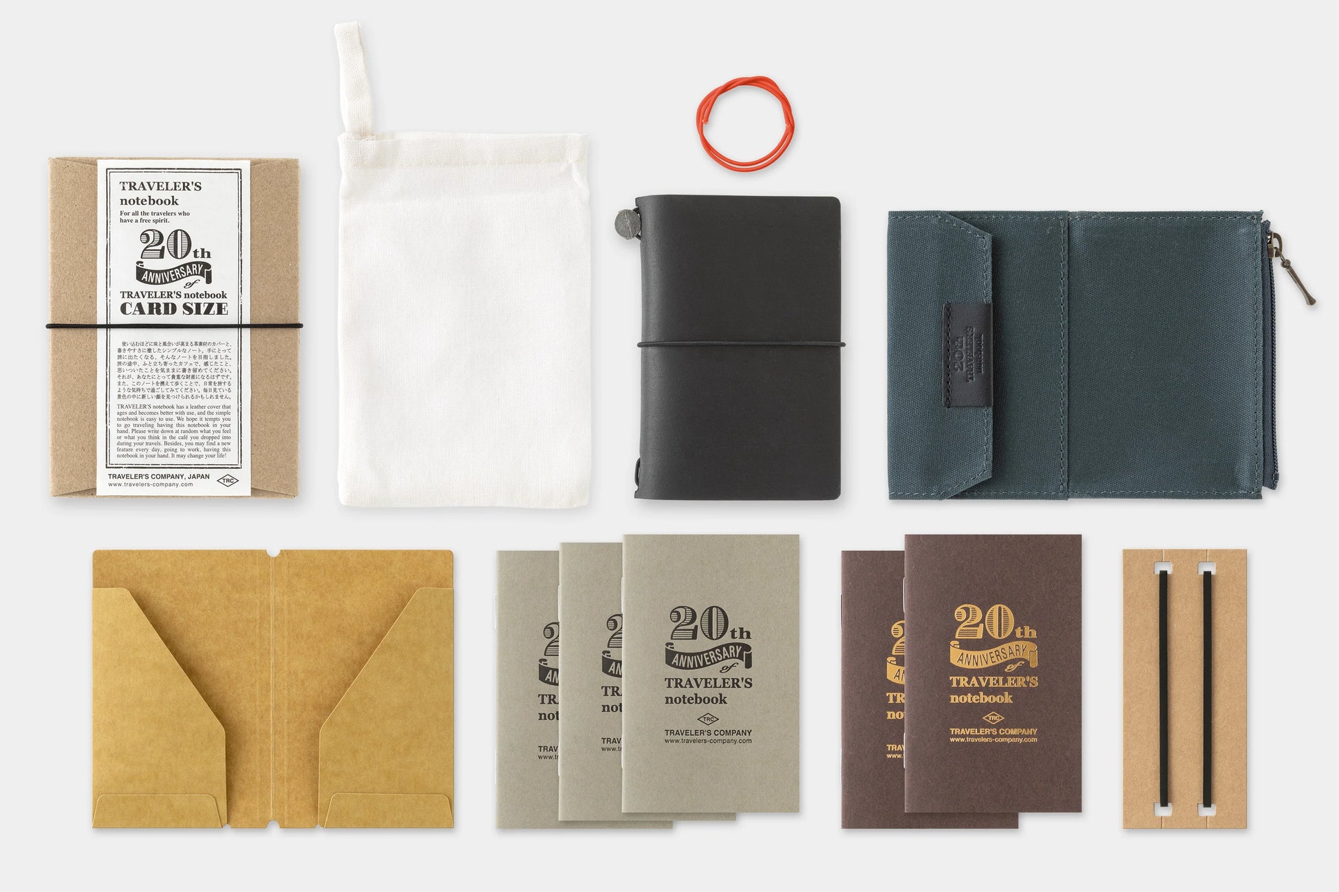 TRAVELER'S Notebook - Card Size - 20th Anniversary Set - Black TRAVELER'S Notebook - Card Size - 20th Anniversary Set - Black