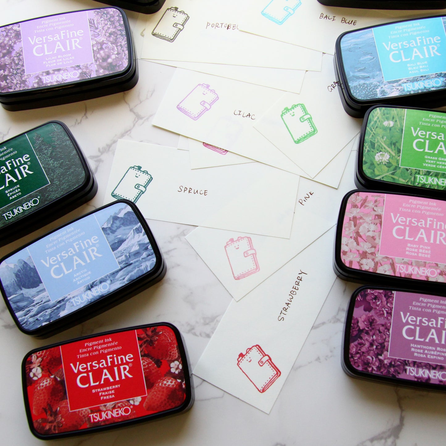 Tsukineko VersaFine Clair Ink Pad Collection, 12 colors