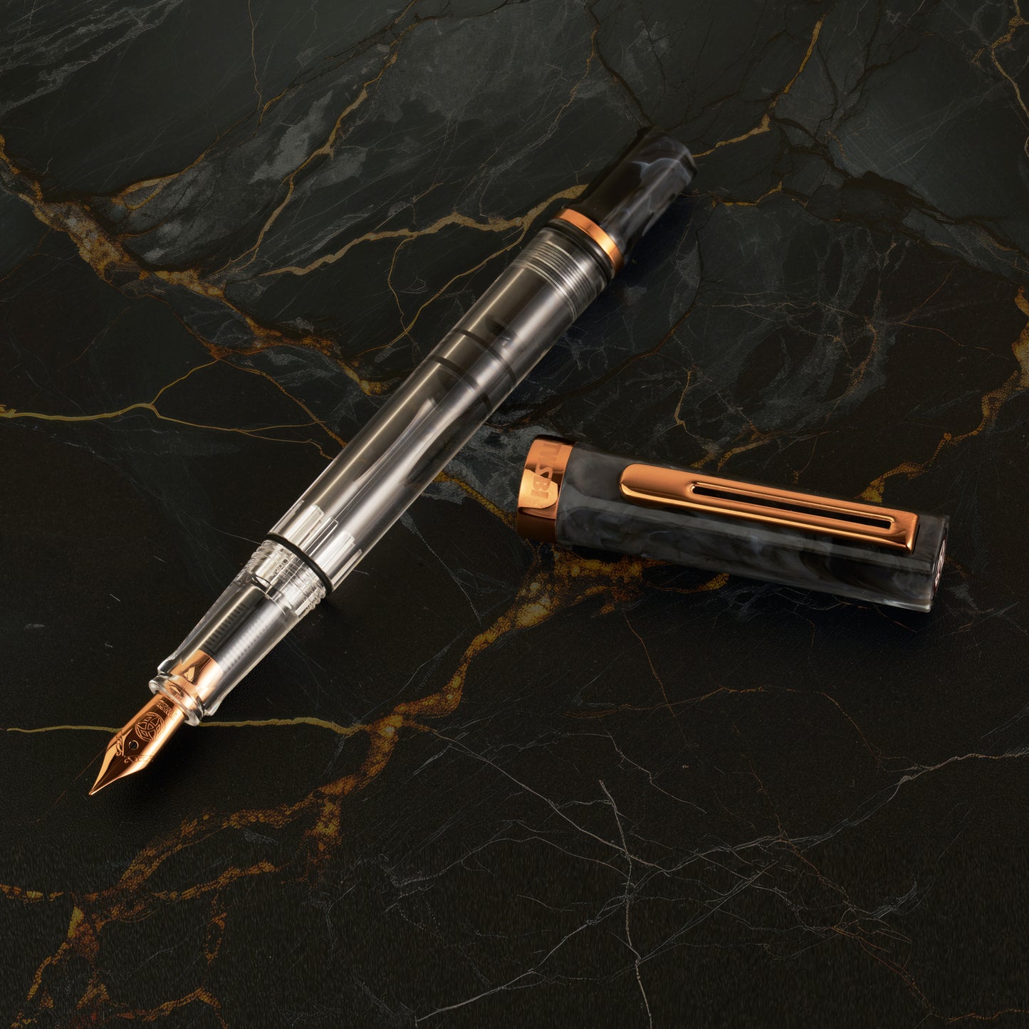 TWSBI ECO Black Marble w/ Bronze Fountain Pen
