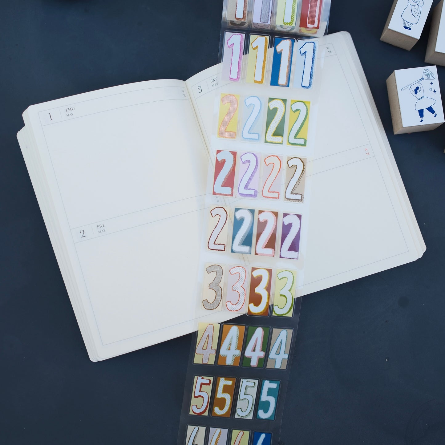 Wongyuanle Colorful Long Numbers Kiss-cut PET Tape