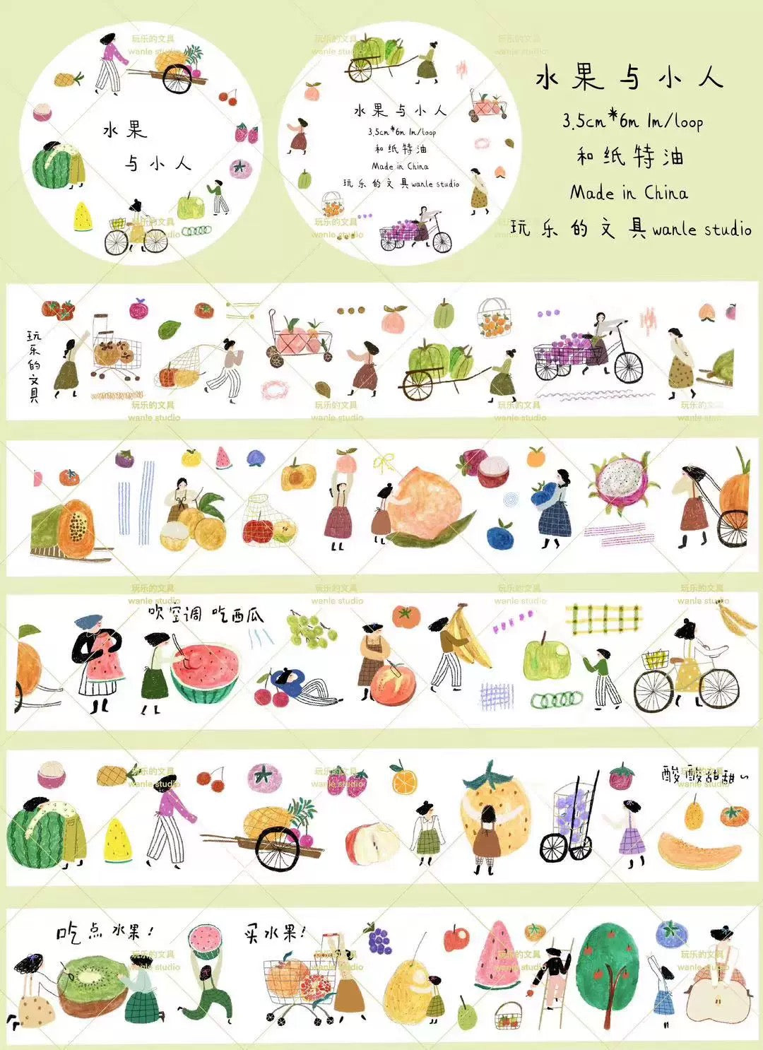 Wongyuanle Fruits and Ladies Washi Tape