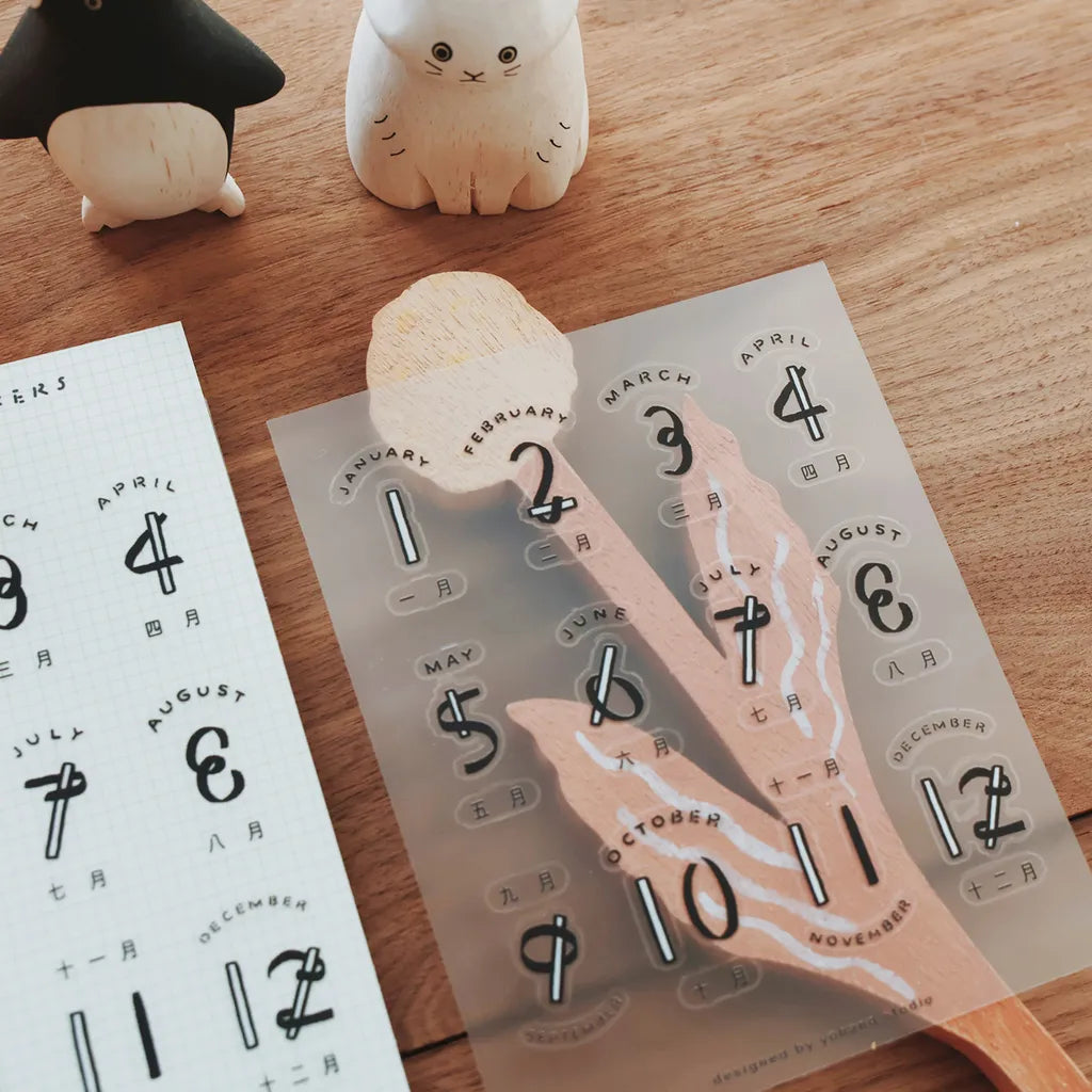 Yohand Studio Monthly Die-cut Sticker Sheet - Black and White