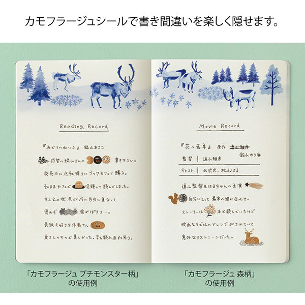 Midori Yuru Log Removable Stickers - Camouflage Mini Monster, 1 pcs