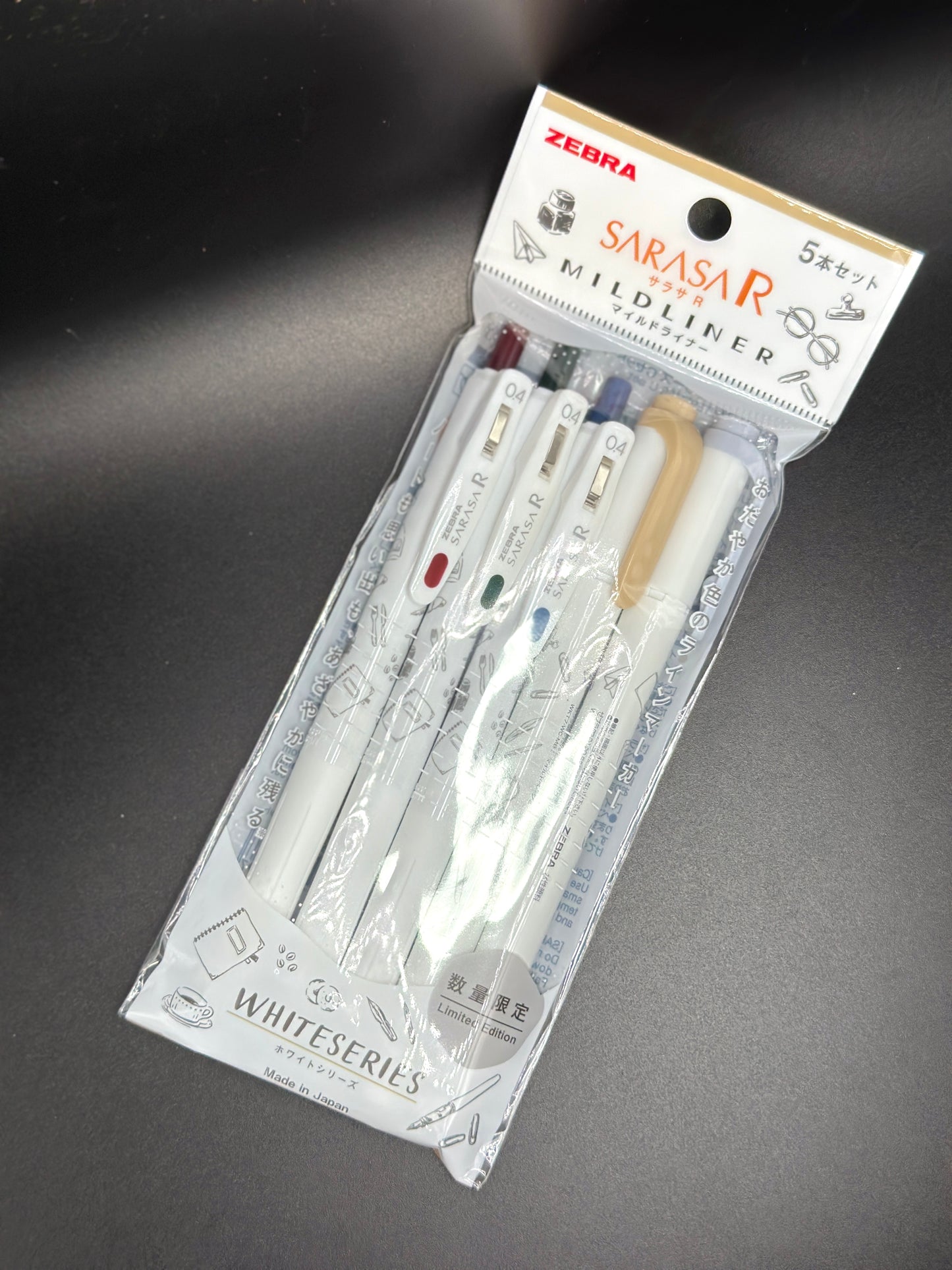 Zebra Sarasa Gel Pen & Mildliner Set - Neutrals, Limited Edition White Series
