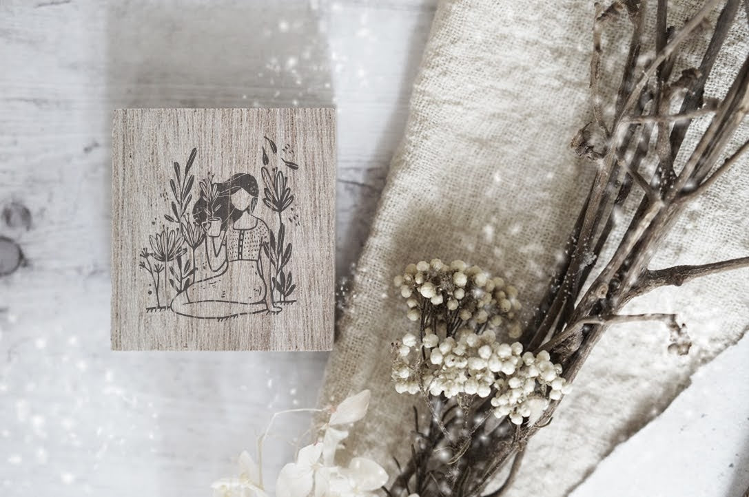Black Milk Project Monochrome Girls Series Rubber Stamp - Plant in Teacup