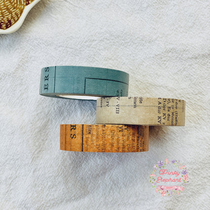 Classiky x Yoko Inoue Vintage-style Old Book Collage Washi Tape Set- 3pc/set, 10mm or 15mm